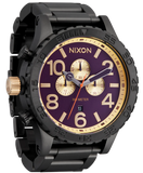 Nixon 51-30 Chrono Gunmetal Blackberry Gold Unisex Watch | A13895270-00