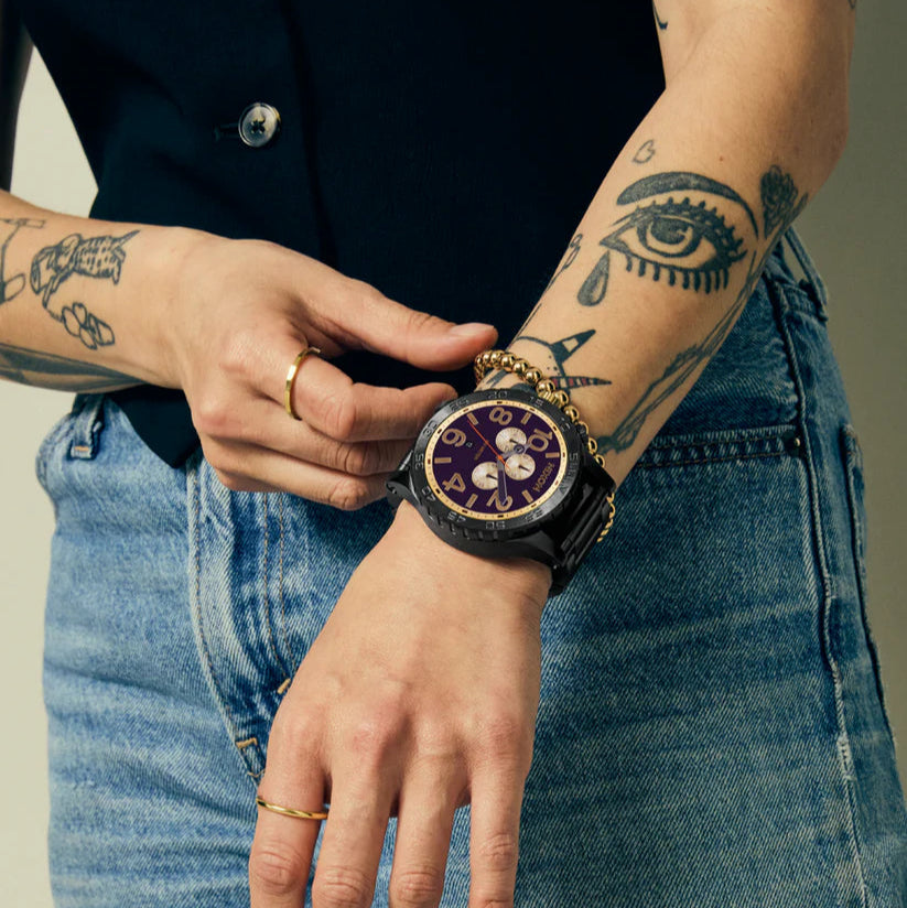 NIXON 51-30 Chrono Gunmetal Blackberry Gold Unisex Watch | A13895270-00