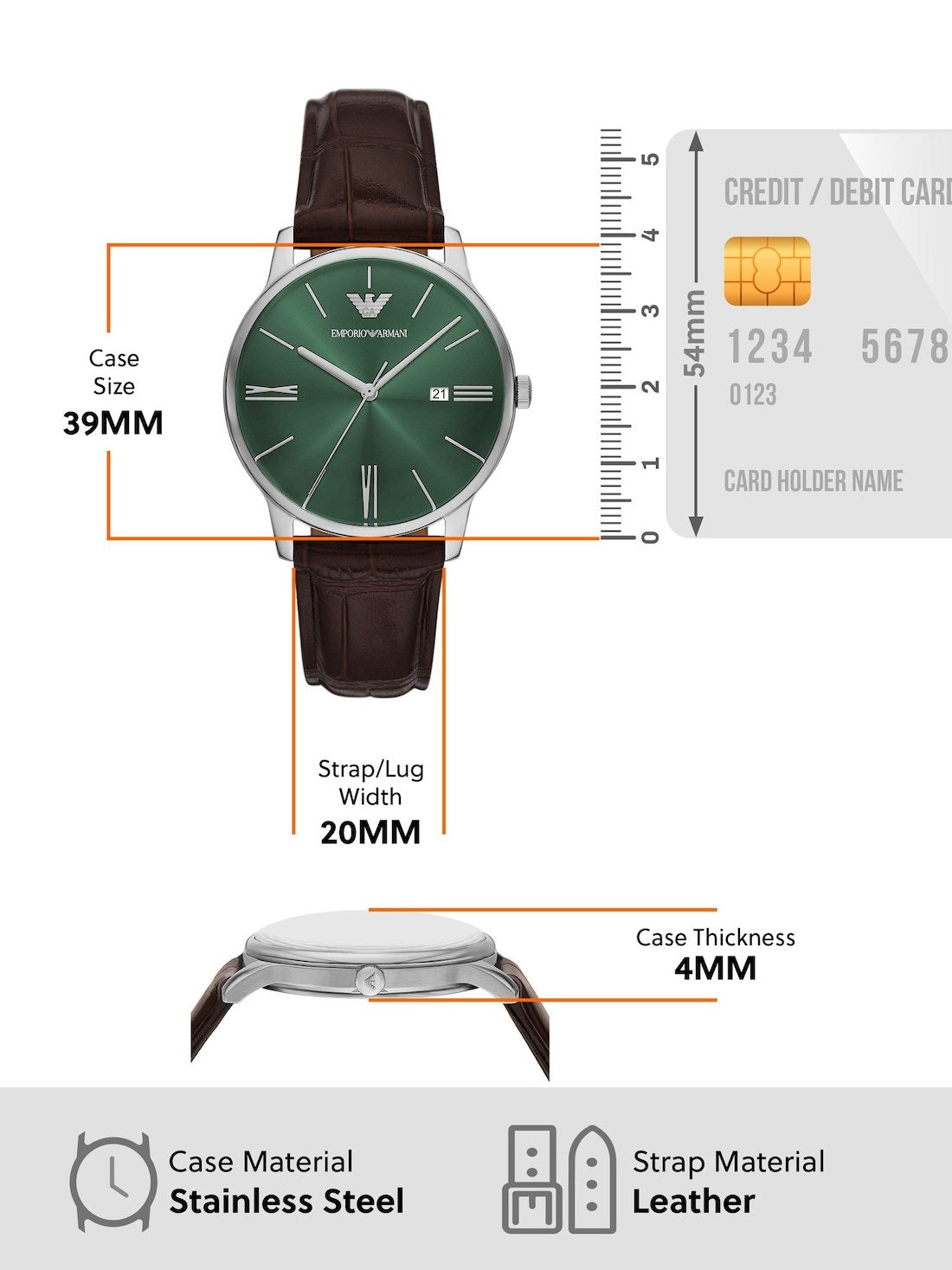 Emporio Armani Minimalist Brown Leather Men's Watch | AR11672