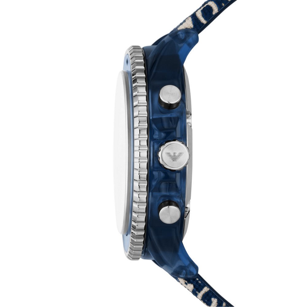 Emporio Armani Chronograph Blue Dial and Blue Stainless Steel 44mm Men's Watch | AR80067SET