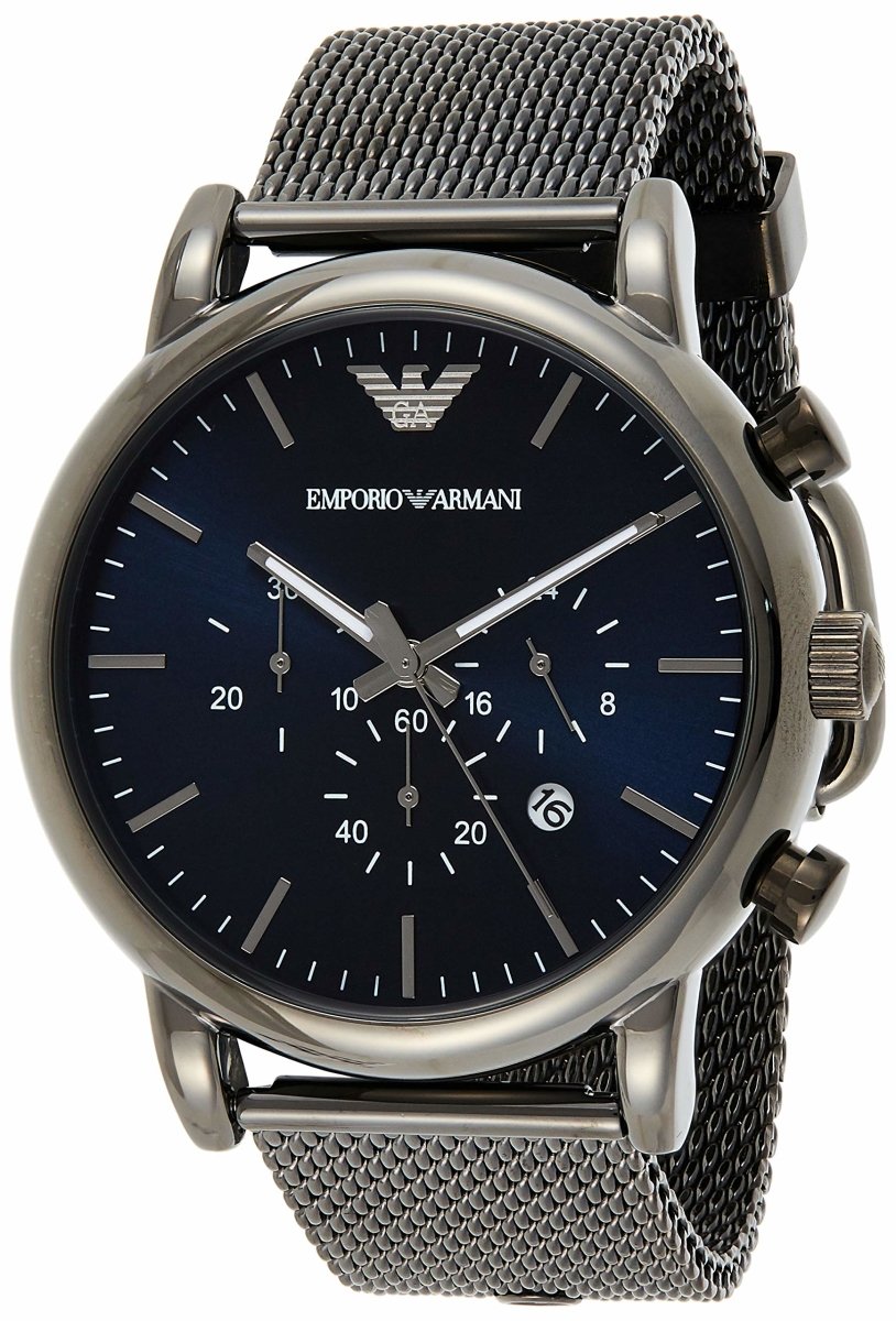 Emporio Armani Luigi Gunmetal Dial and Silver Steel Bracelet Mesh 43mm Men's Watch | AR1979