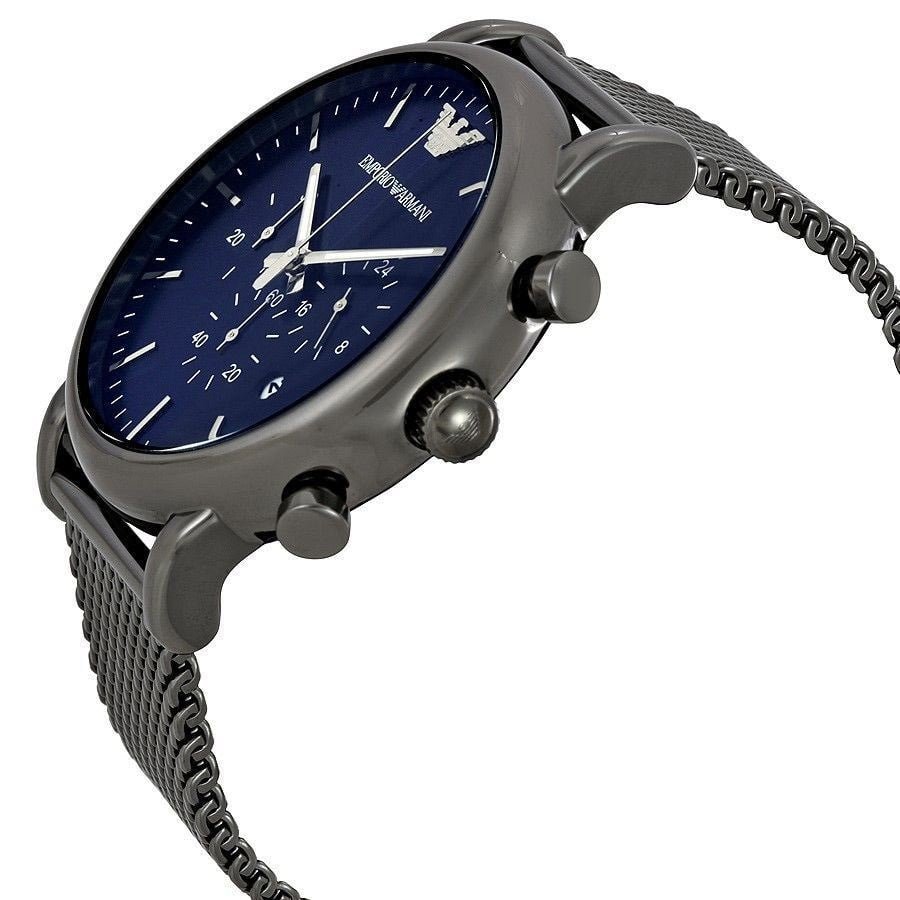 Emporio Armani Luigi Gunmetal Dial and Silver Steel Bracelet Mesh 43mm Men's Watch | AR1979