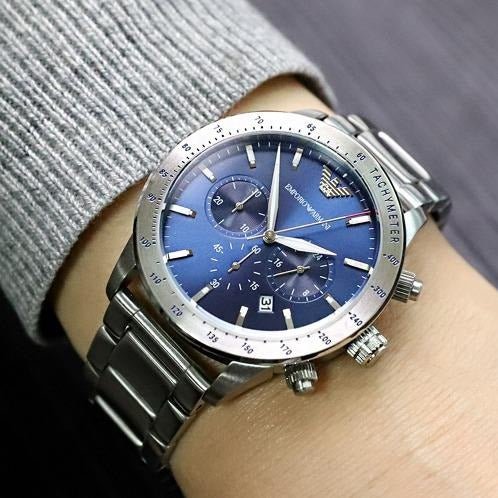 Emporio Armani Mario Silver Dial and Silver Stainless Steel 41mm Men's Watch | AR11306