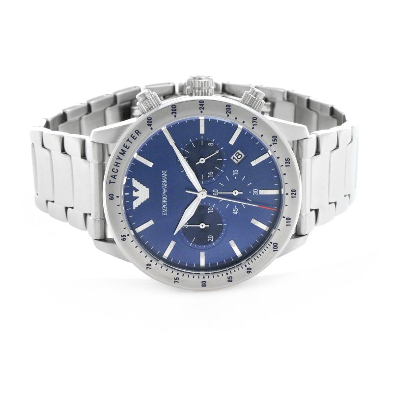 Emporio Armani Mario Silver Dial and Silver Stainless Steel 41mm Men's Watch | AR11306