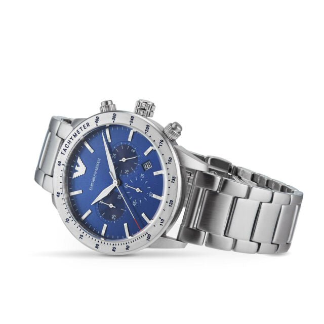 Emporio Armani Mario Silver Dial and Silver Stainless Steel 41mm Men's Watch | AR11306