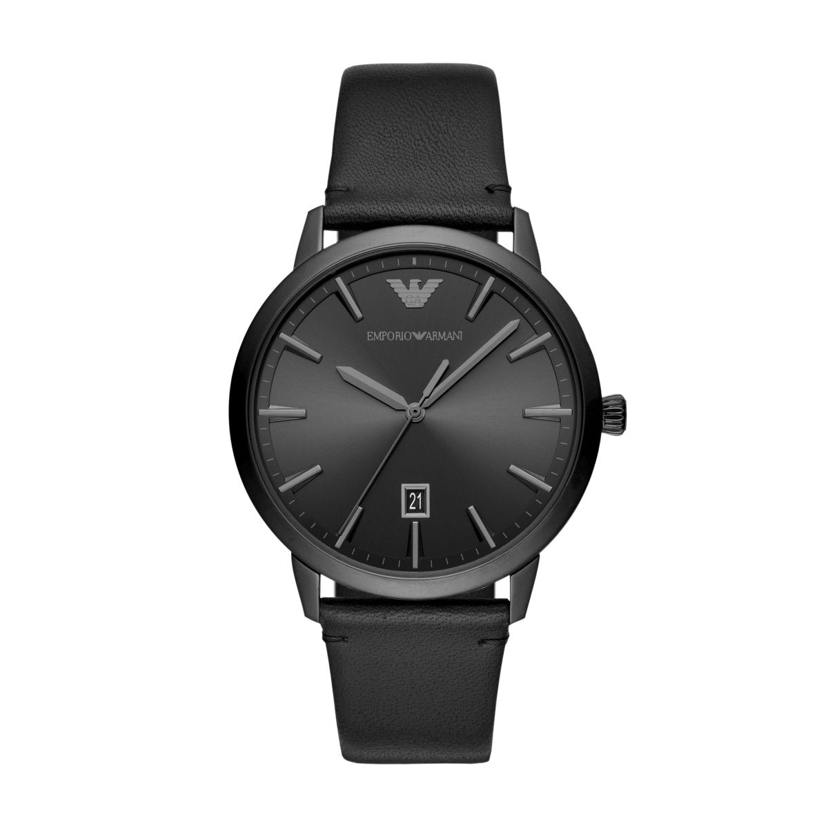 Emporio Armani Ruggero Black Dial and Black Leather 43mm Men's Watch | AR11278