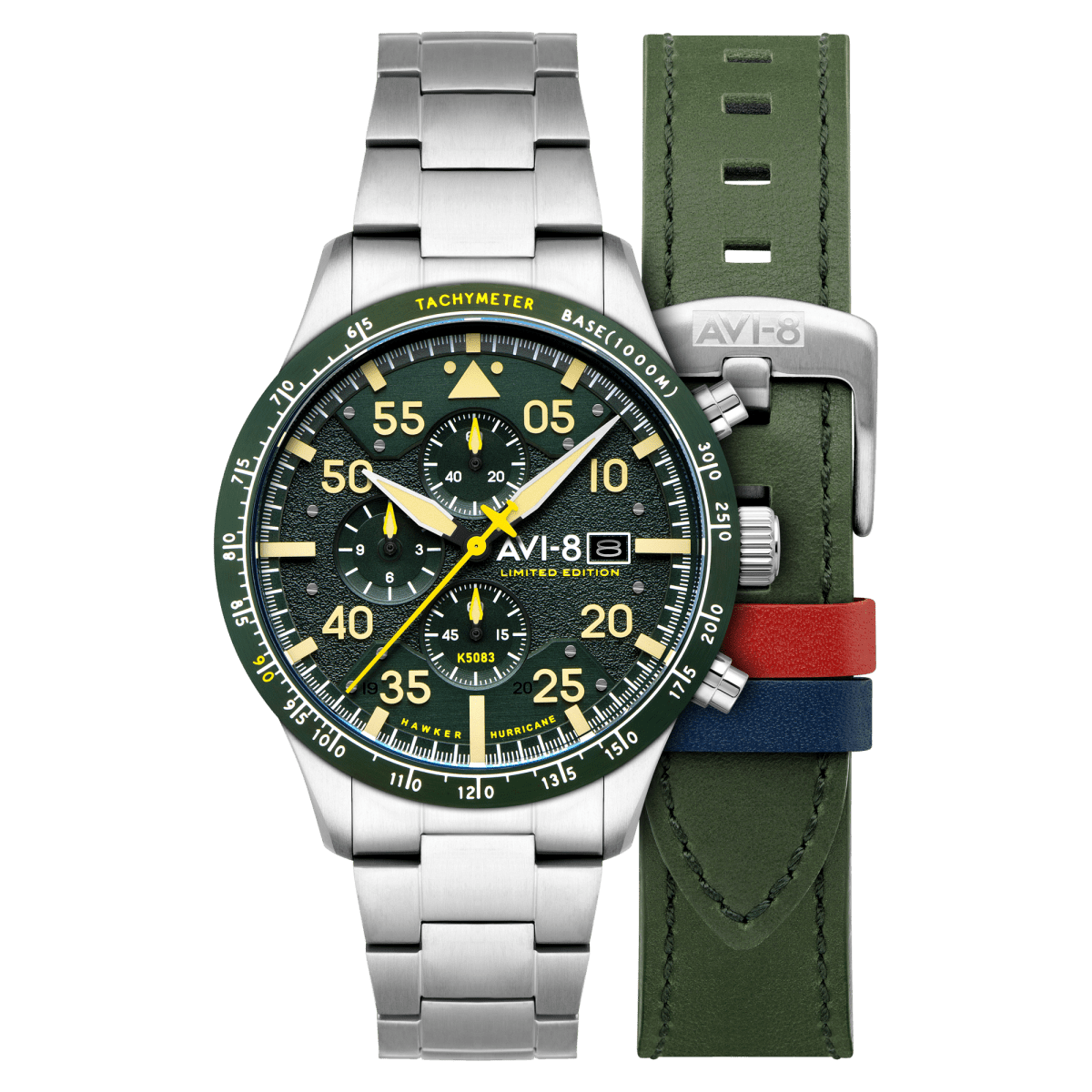AVI - 8 90Th Anniversary Chronograph Limited Edition Tarmac Green | TIME Watches