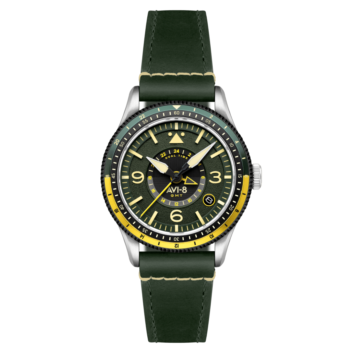 AVI - 8 Airmaster Gmt Automatic Fuselage Green | TIME Watches