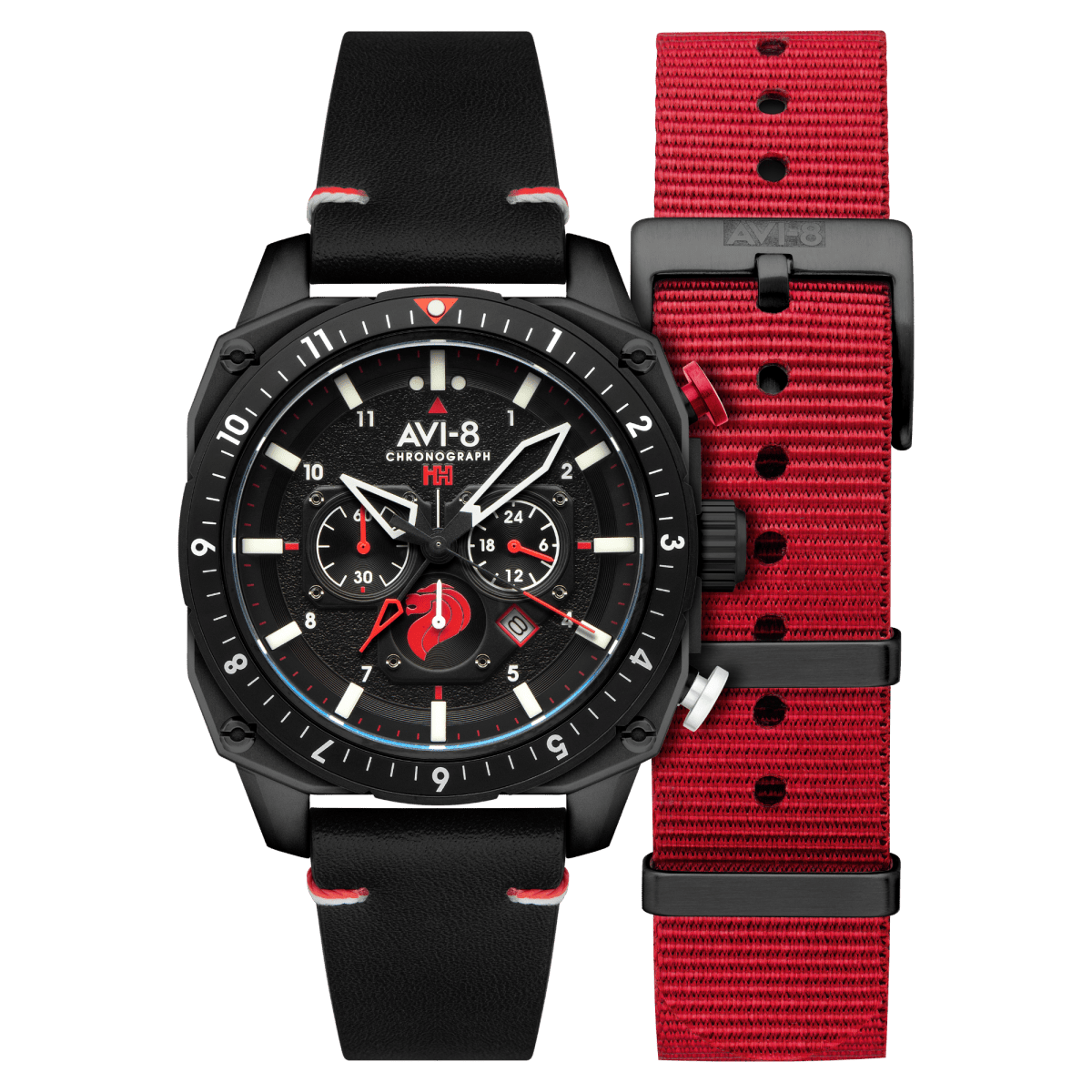AVI - 8 Atlas Dual Time Chronograph Singapore Air Force Limited Edition Pegasus Black | TIME Watches