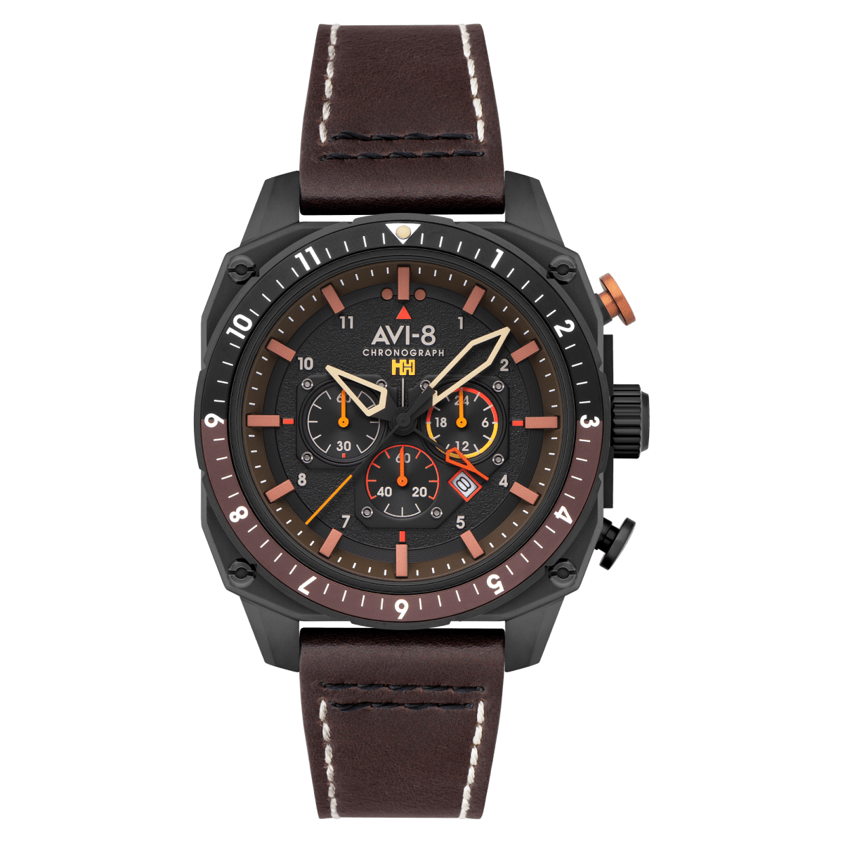 AVI - 8 Atlas Dual Time Chronograph Soot Black | TIME Watches