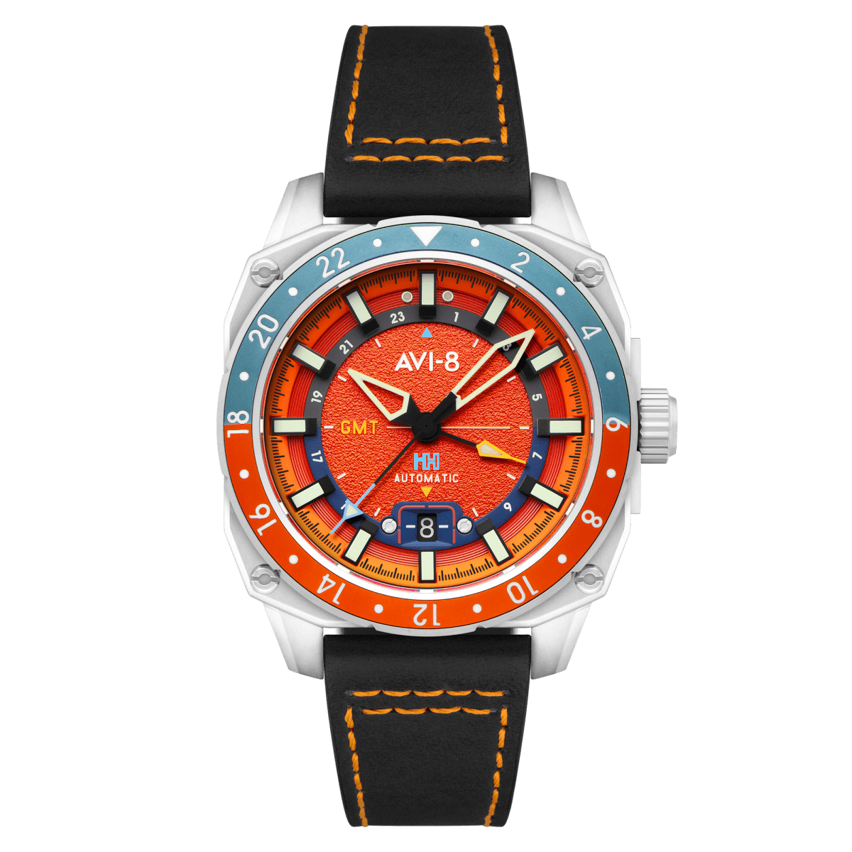 AVI - 8 Atlas Gmt Automatic Orangish Red | TIME Watches