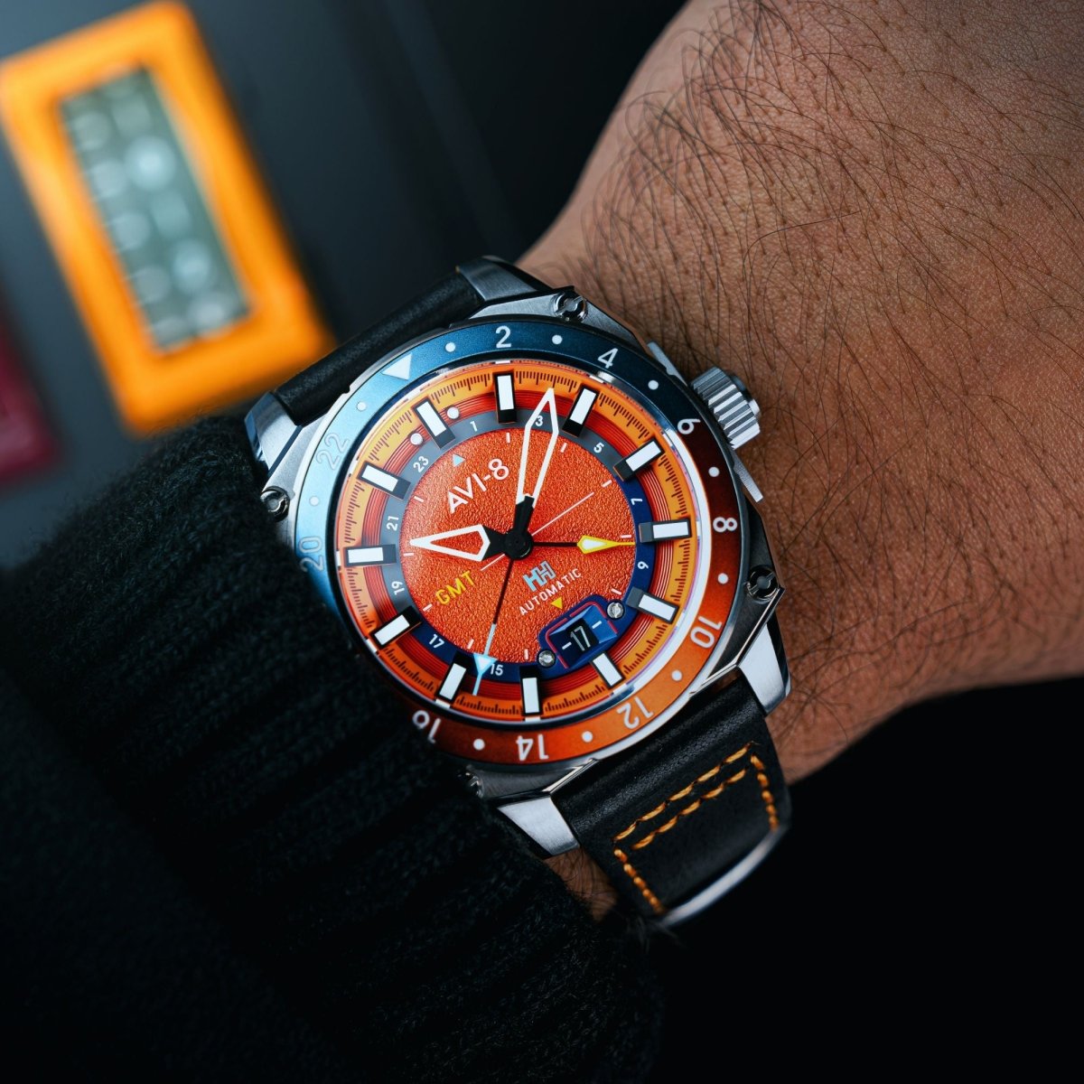 AVI - 8 Atlas Gmt Automatic Orangish Red | TIME Watches