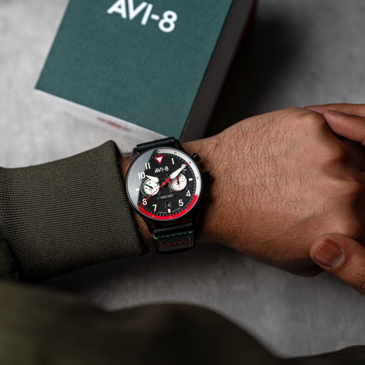 AVI - 8 Carey Dual Time Mexico Limited Edition Tri Color Black | TIME Watches