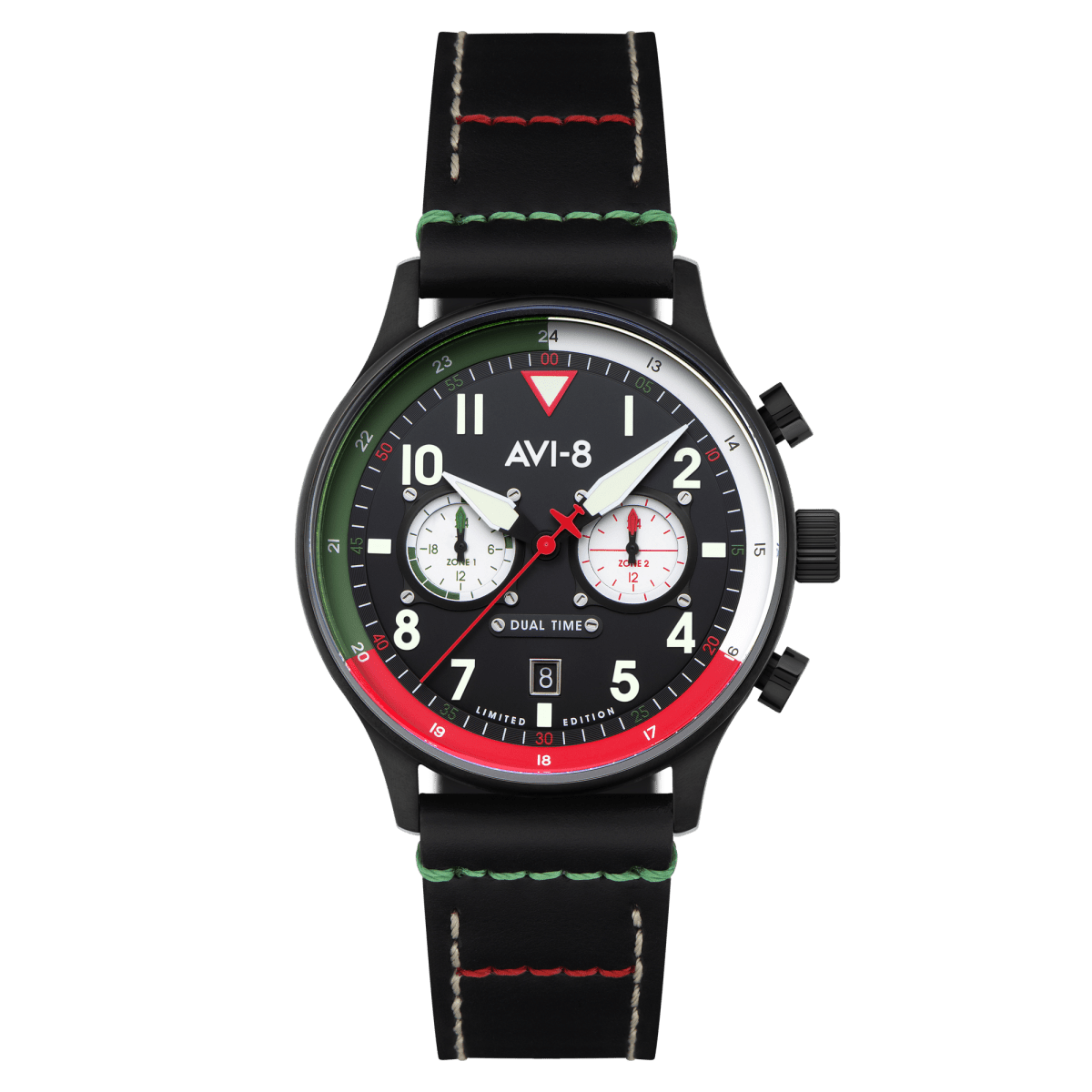 AVI - 8 Carey Dual Time Mexico Limited Edition Tri Color Black | TIME Watches