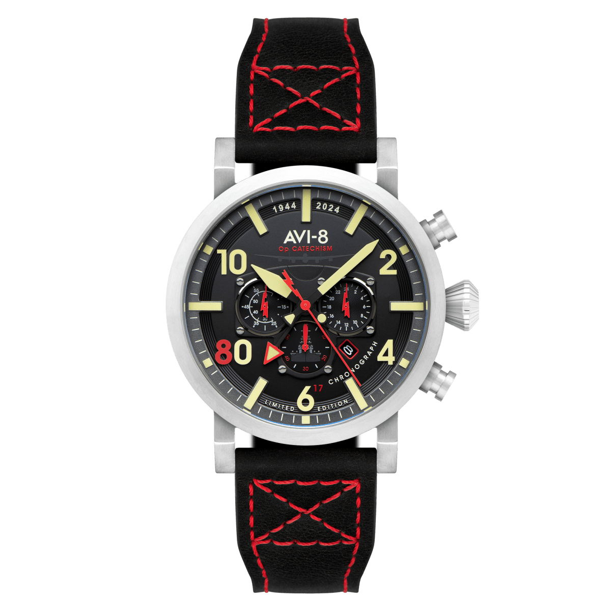 AVI - 8 Dambuster Operation Catechism 80Th Dual Time Chronograph Limited Edition Bomber Black Av 4124 01 | TIME Watches