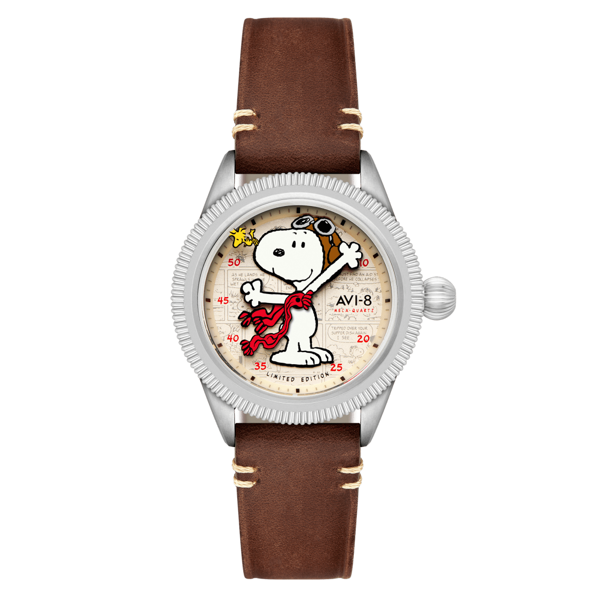 AVI - 8 Flyboy Airmaster 40 Meca Quartz Peanuts Snoopy Flying Ace Limited Edition Camel Brown Av 4138 01 | TIME Watches