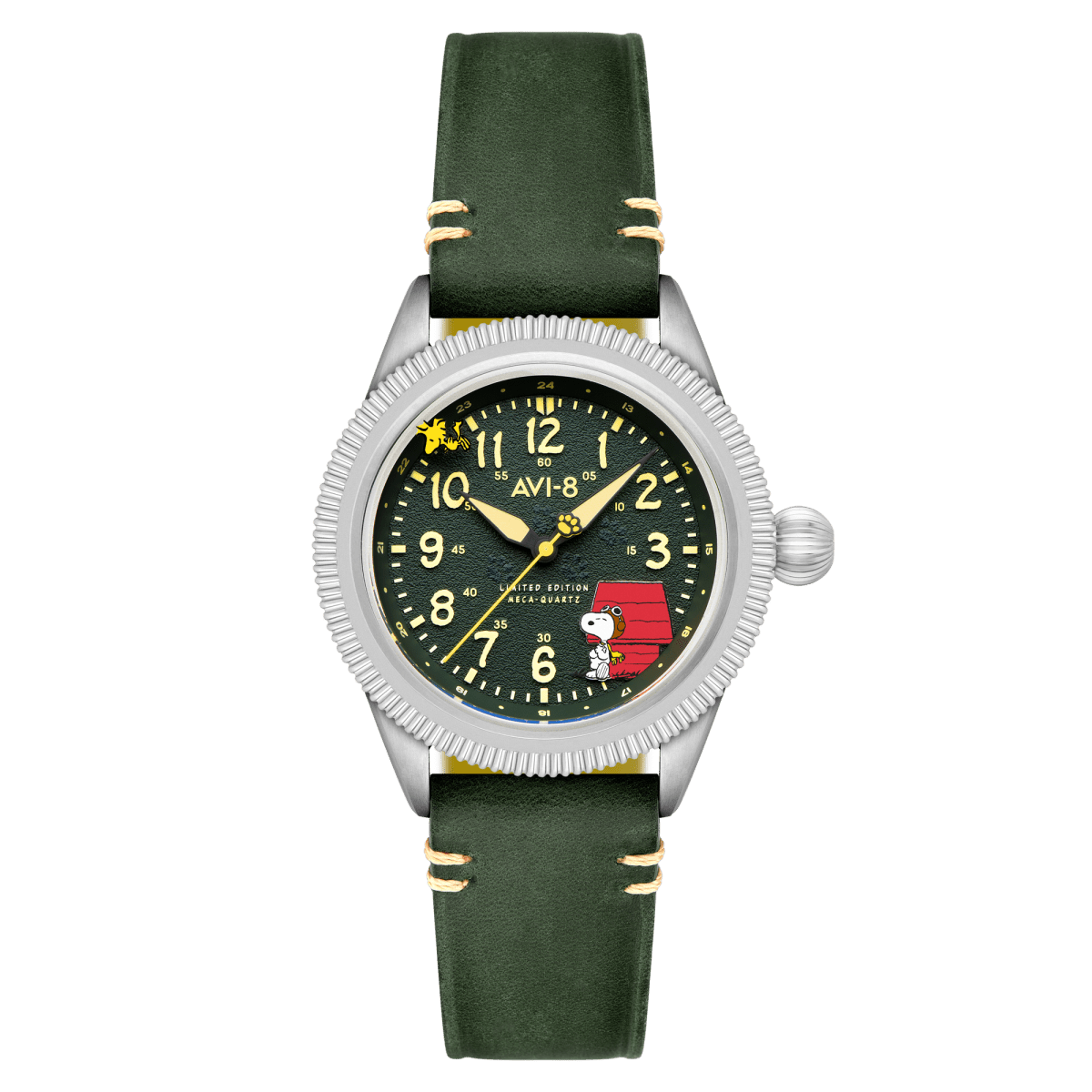 AVI - 8 Flyboy Airmaster 40 Meca Quartz Peanuts Snoopy Flying Ace Limited Edition Doghouse Green Av 4139 01 | TIME Watches