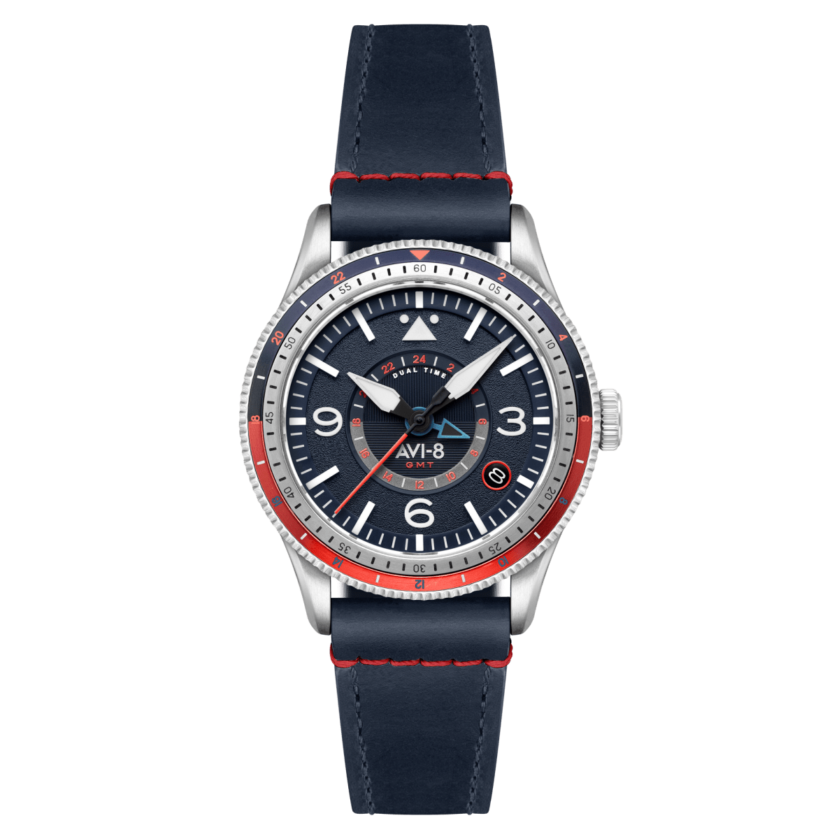 AVI - 8 Flyboy Airmaster Gmt Automatic Cockpit Blue Av 4128 04 | TIME Watches