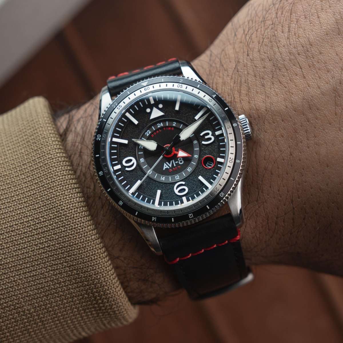 AVI - 8 Flyboy Airmaster Gmt Automatic Engine Black Av 4128 01 | TIME Watches