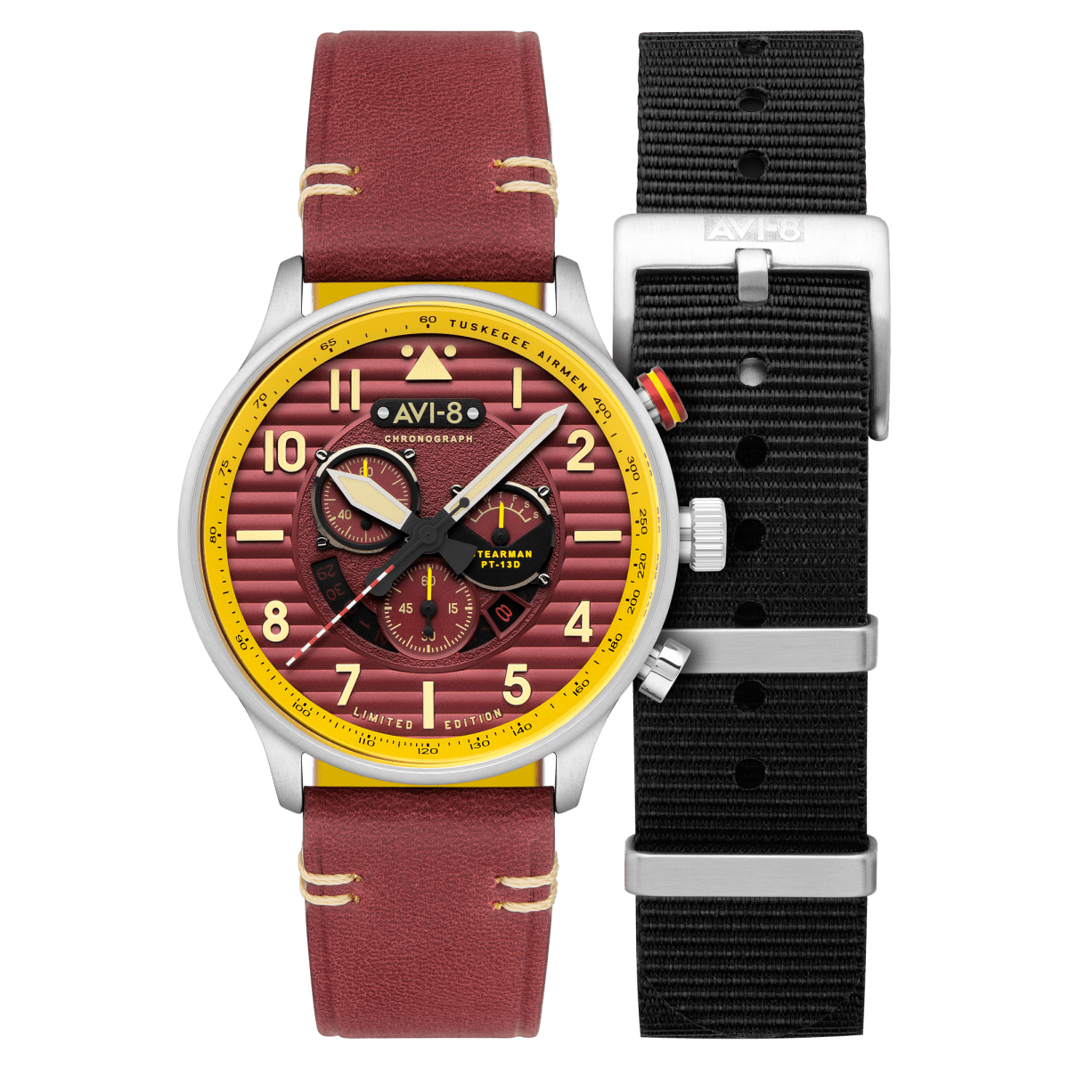 AVI - 8 Flyboy Spirit Of Tuskegee Chronograph Limited Edition Brown Av 4109 02 | TIME Watches