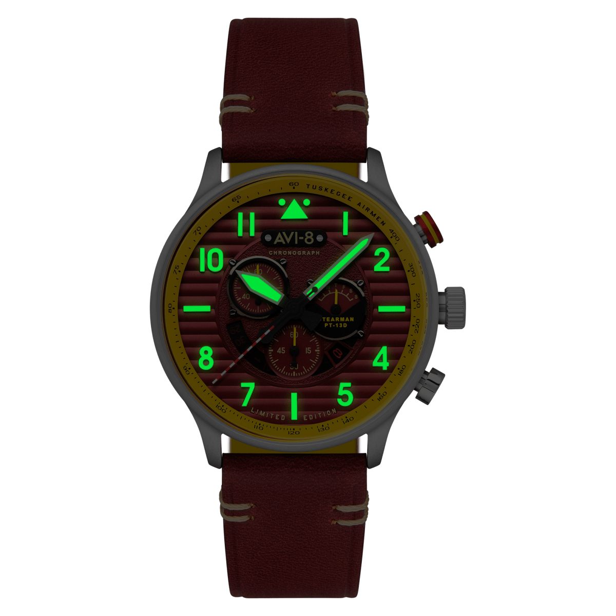 AVI - 8 Flyboy Spirit Of Tuskegee Chronograph Limited Edition Brown Av 4109 02 | TIME Watches