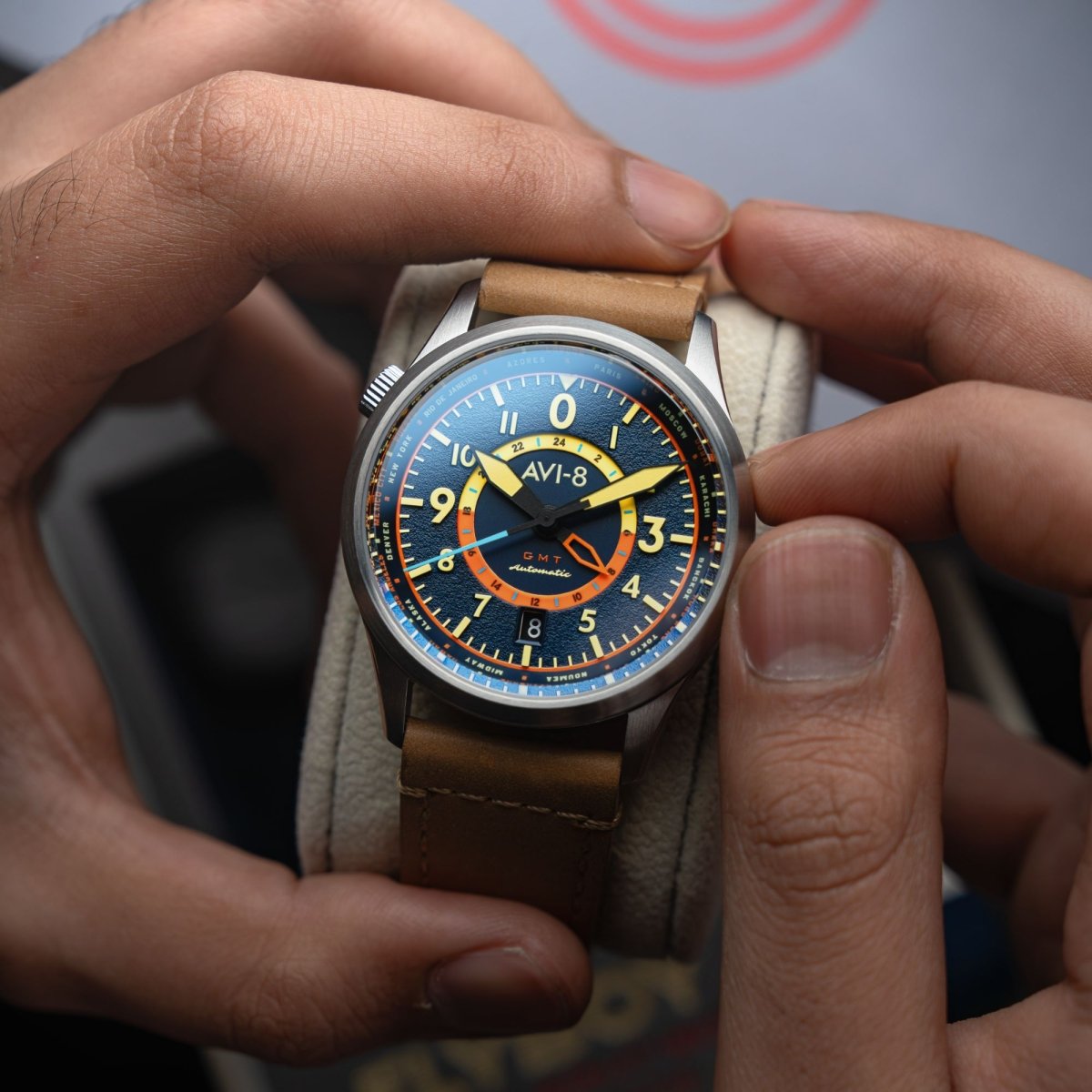AVI - 8 Flyboy Wingman Worldtimer Gmt Automatic Atlantic Blue Av 4120 01 | TIME Watches