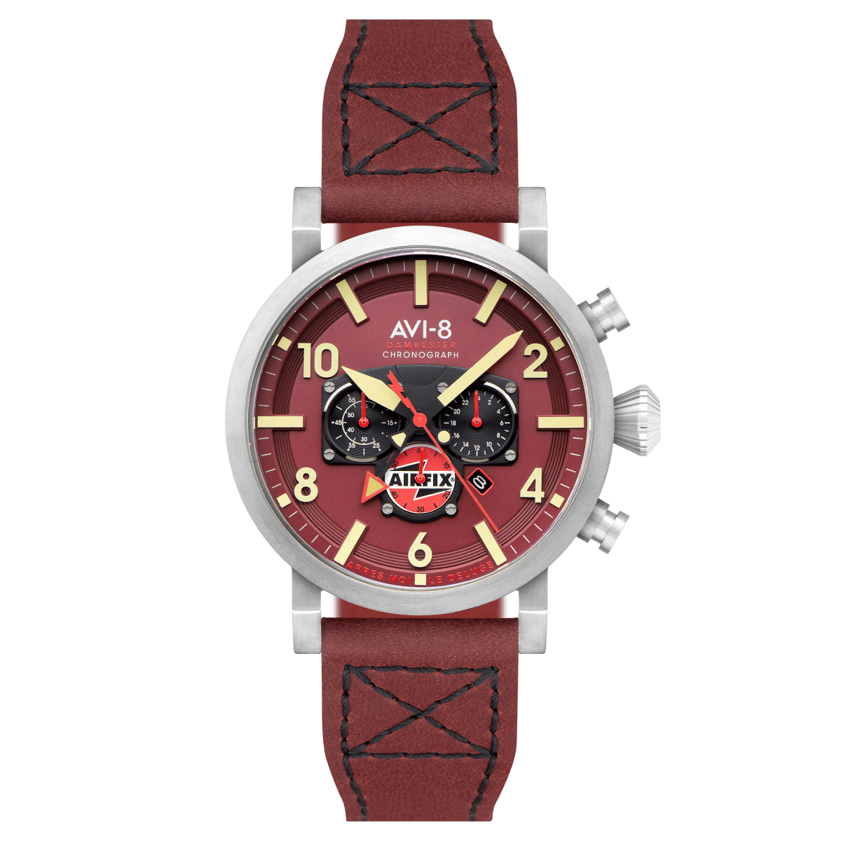 AVI - 8 Gibson Dual Time Chronograph Airfix Edition Hazard Red | TIME Watches