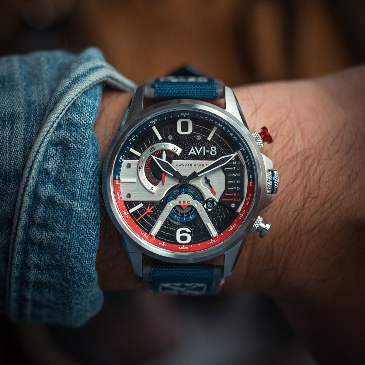 AVI - 8 Hawker Harrier Dual Retrograde Chronograph Admiral Black Steel Av 4056 09 | TIME Watches
