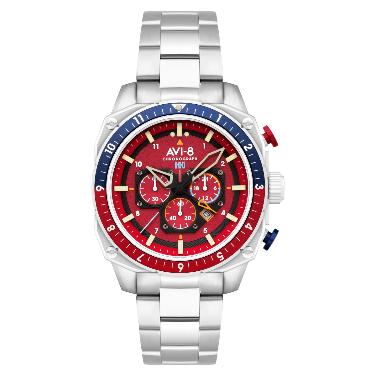AVI - 8 Hawker Hunter Atlas Dual Time Chronograph Crimson Red Av 4100 22 | TIME Watches