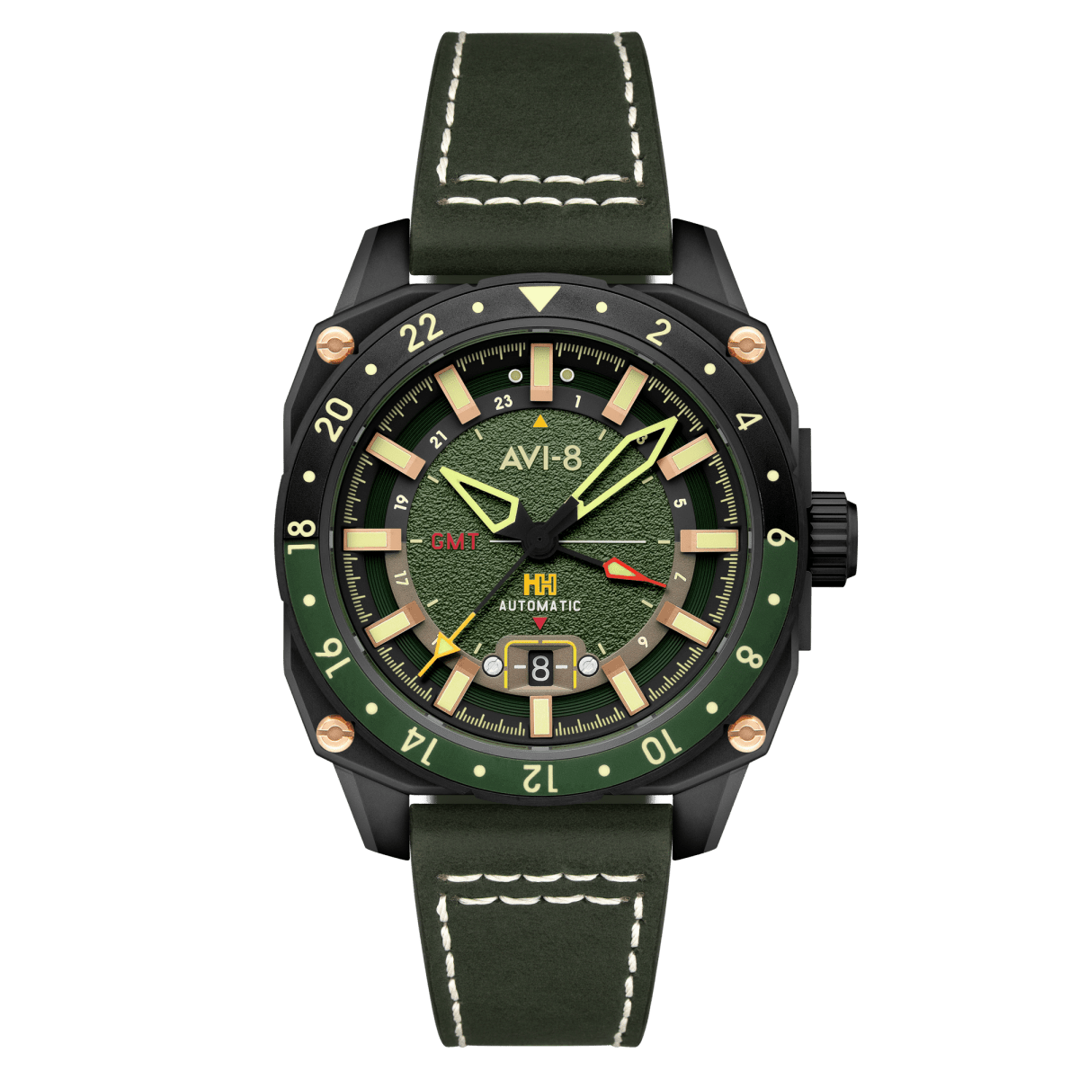 AVI - 8 Hawker Hunter Atlas Gmt Automatic Amazon Green Av 4122 03 | TIME Watches