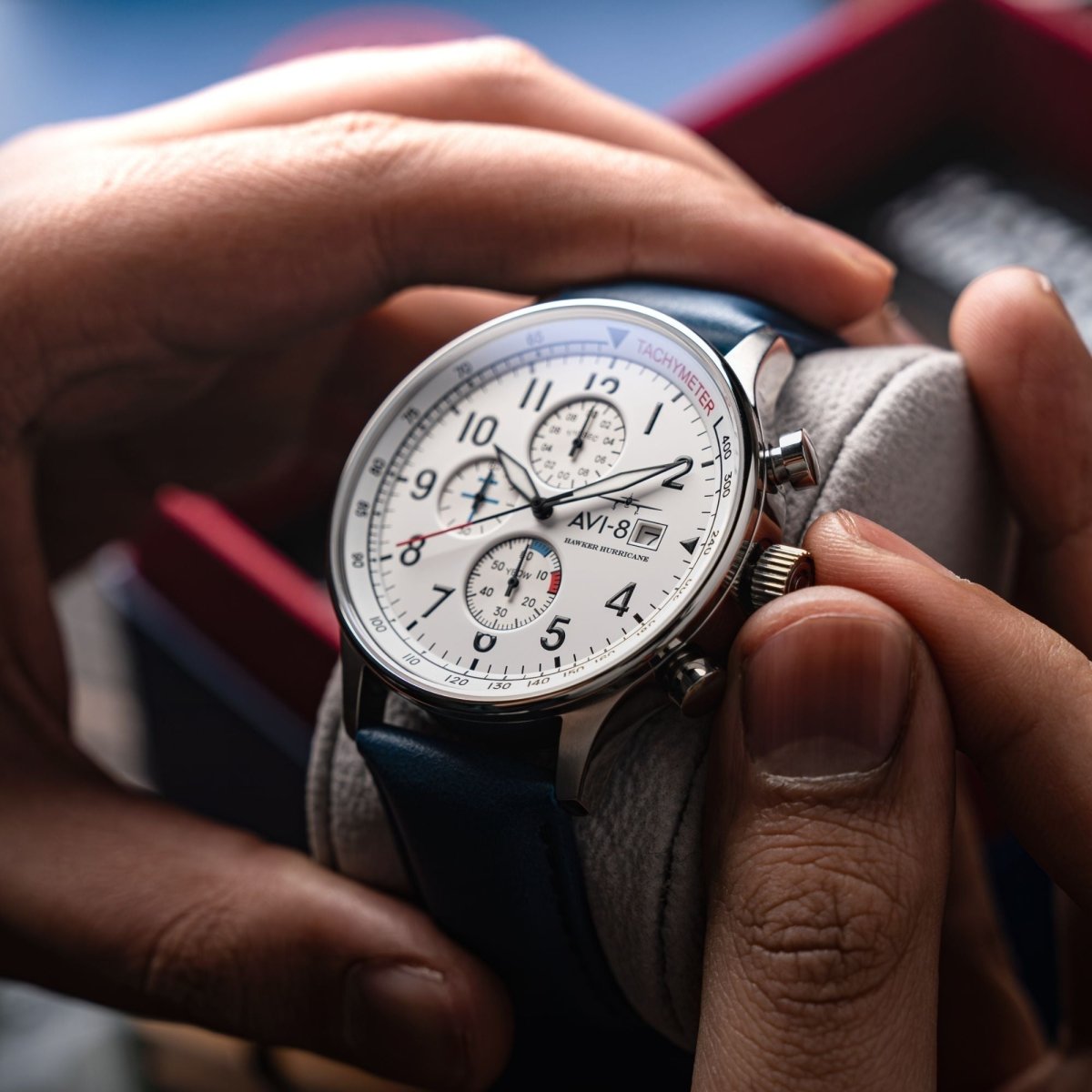 AVI - 8 Hawker Hurricane Classic Chronograph Blue White Av 4011 0X | TIME Watches