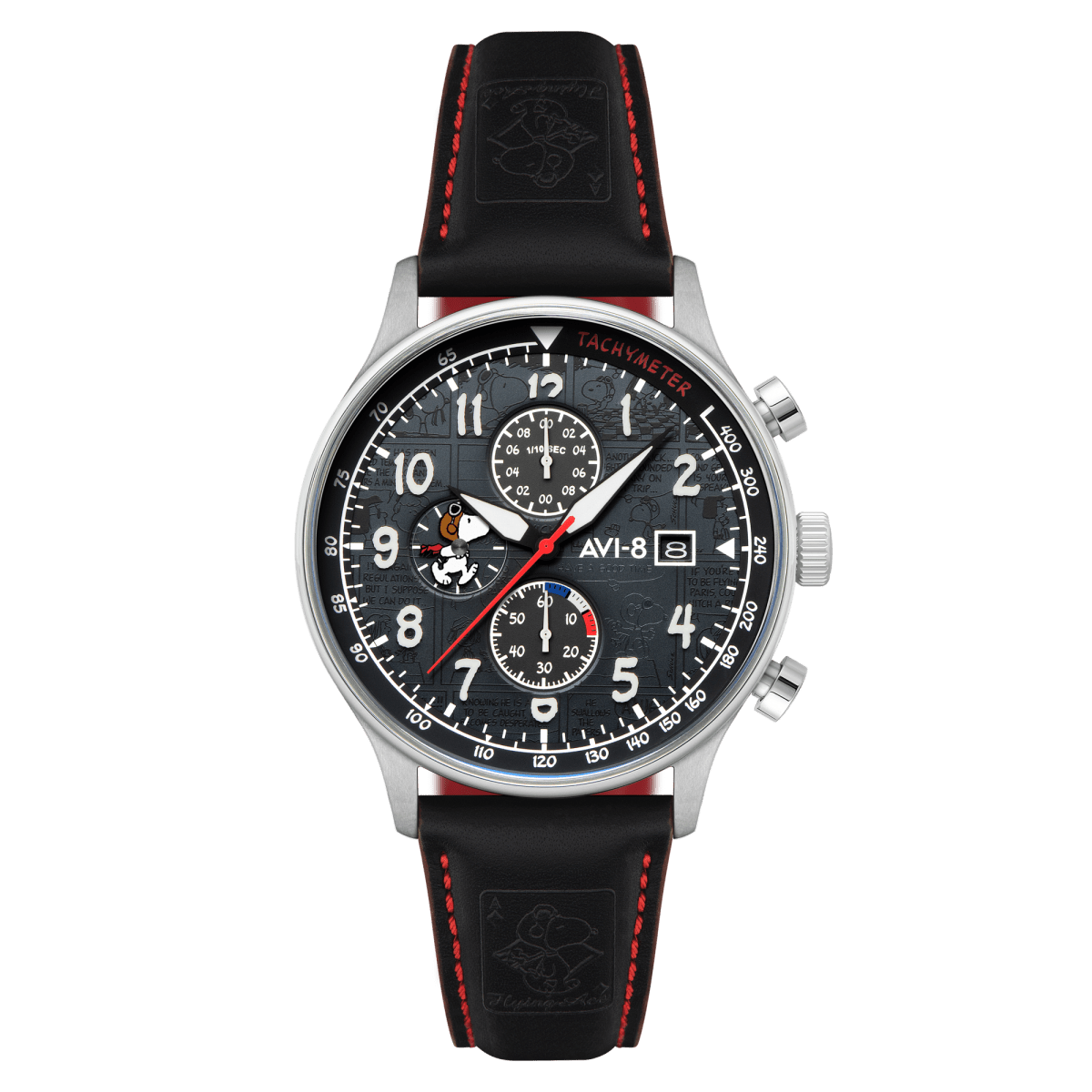 AVI - 8 Hawker Hurricane Classic Chronograph Peanuts Snoopy Flying Ace Limited Edition Ace Black Av 4132 01 | TIME Watches