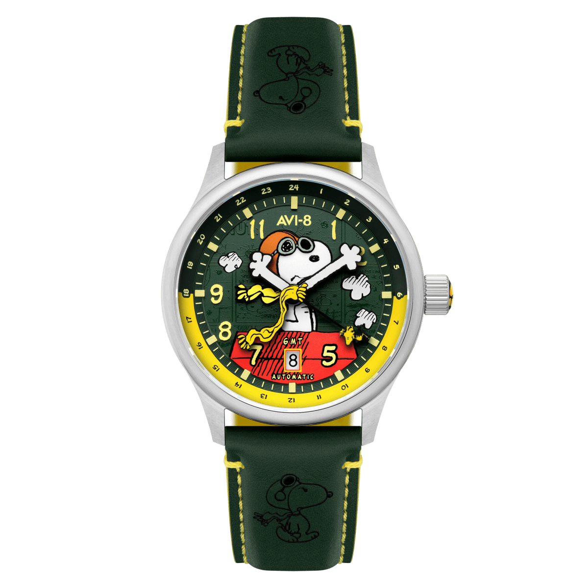 AVI - 8 Kent Gmt Automatic Peanuts Snoopy Flying Ace Limited Edition Winter Green | TIME Watches