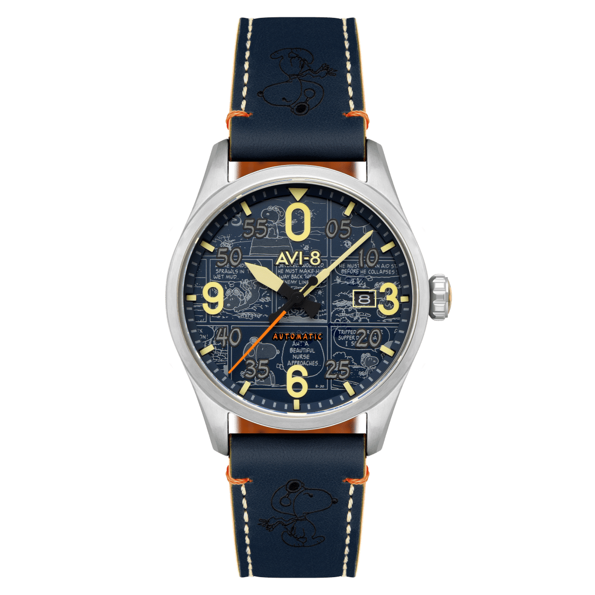 AVI - 8 Spitfire Smith Automatic Peanuts Snoopy Flying Ace Limited Edition Beagle Blue Av 4134 01 | TIME Watches