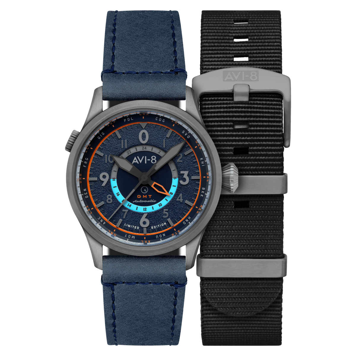 AVI - 8 Wingman Worldtimer Gmt Automatic Islander Limited Edition Stealth Blue | TIME Watches