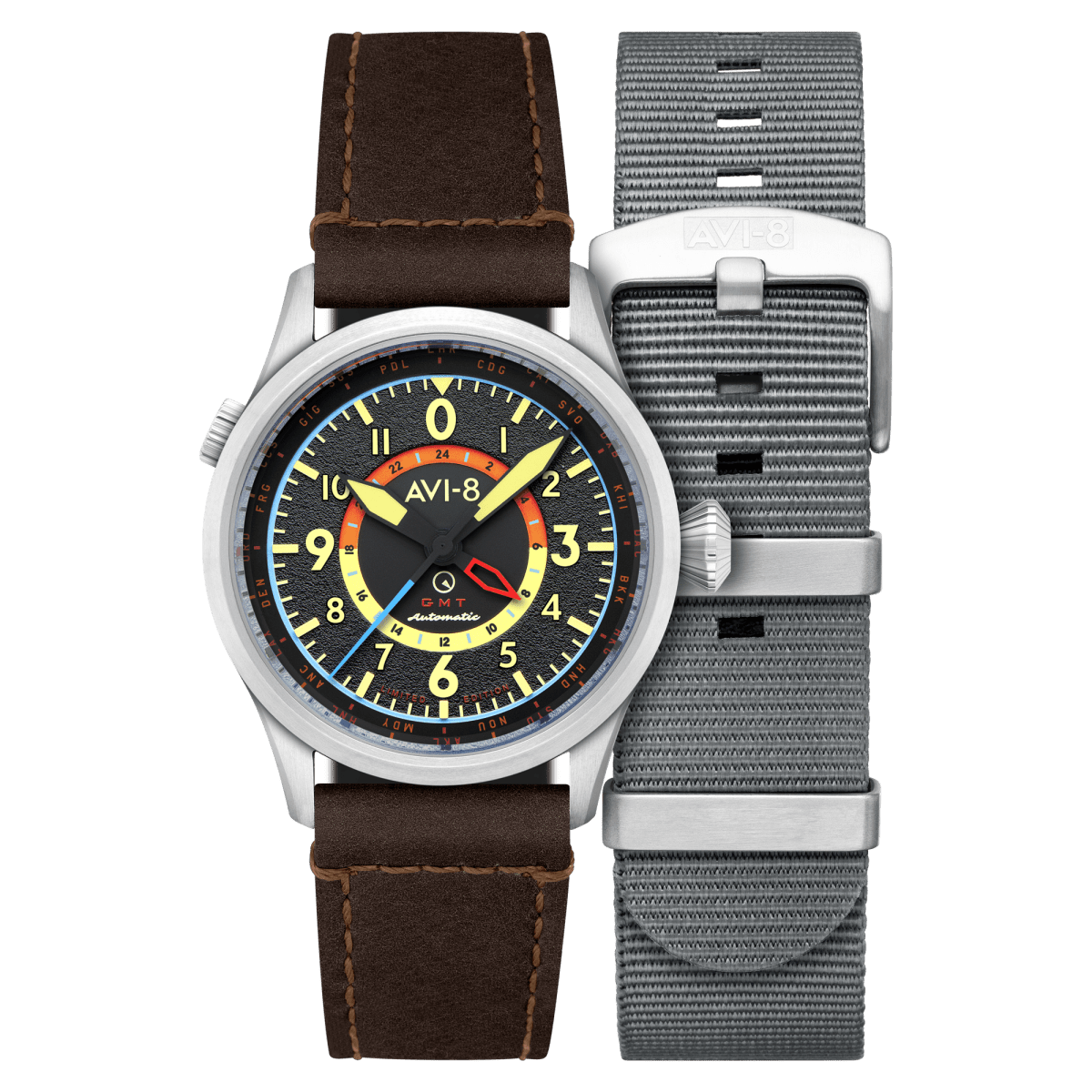 AVI - 8 Wingman Worldtimer Gmt Automatic Islander Limited Edition Viper Black | TIME Watches