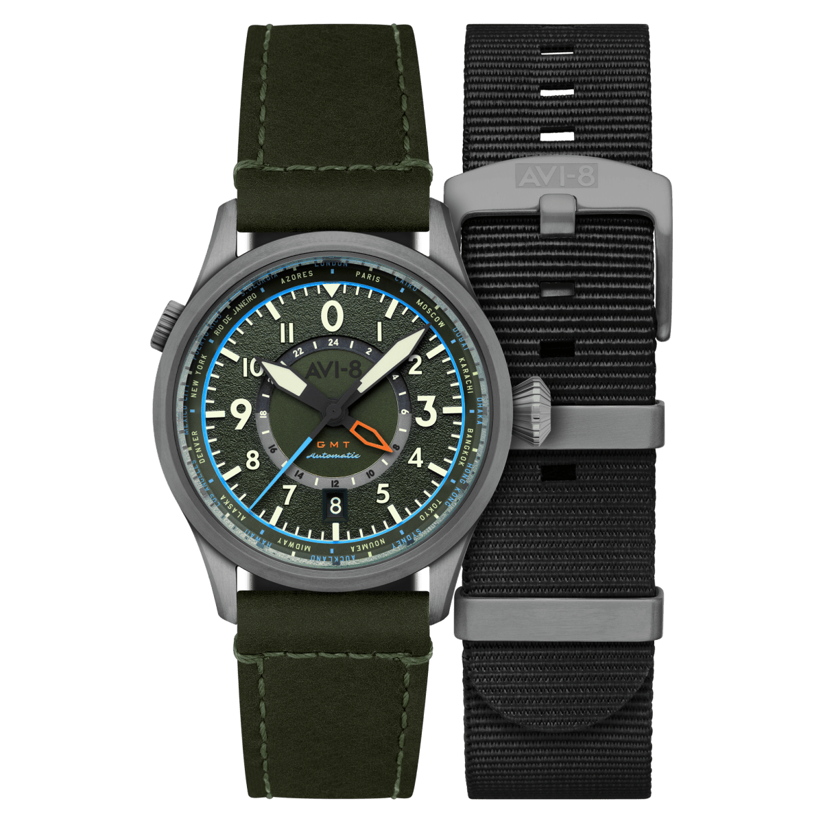 AVI - 8 Wingman Worldtimer Gmt Automatic Jungle Green | TIME Watches