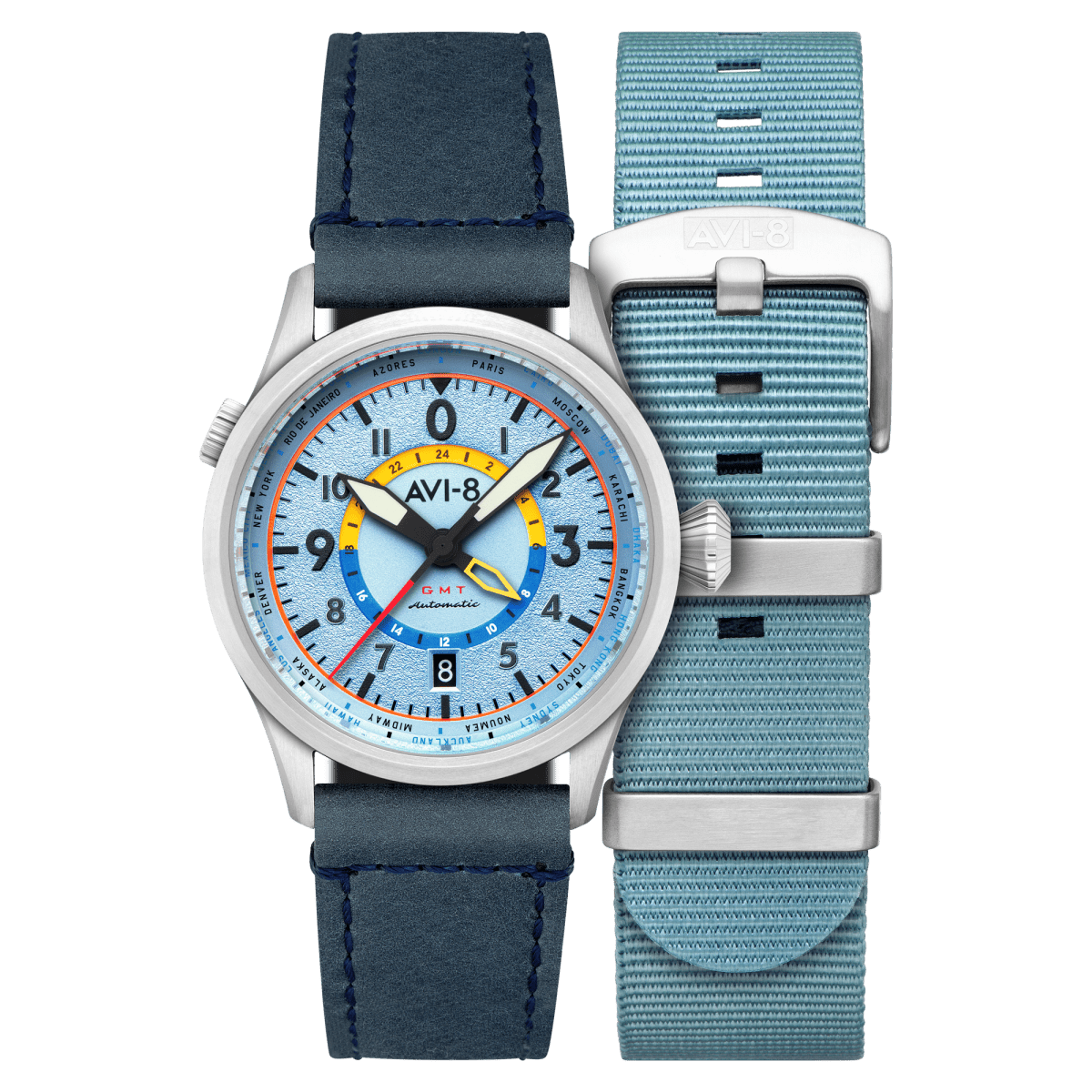 AVI - 8 Wingman Worldtimer Gmt Automatic Power Blue | TIME Watches