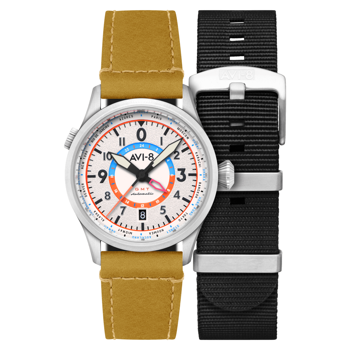 AVI - 8 Wingman Worldtimer Gmt Automatic Sand Green | TIME Watches