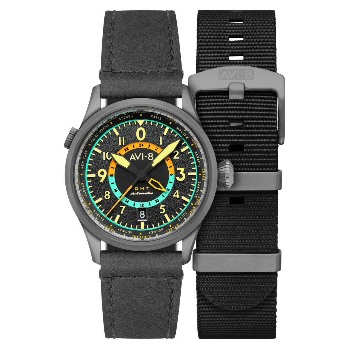 AVI - 8 Wingman Worldtimer Gmt Automatic Tropical Grey | TIME Watches