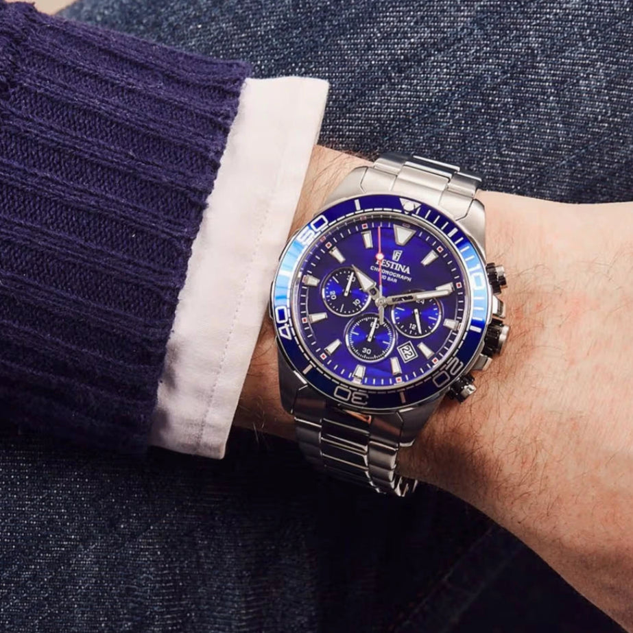 Festina The Originals Quartz Chronograph Blue Dial Stainless Steel Men's Watch | F20361/2