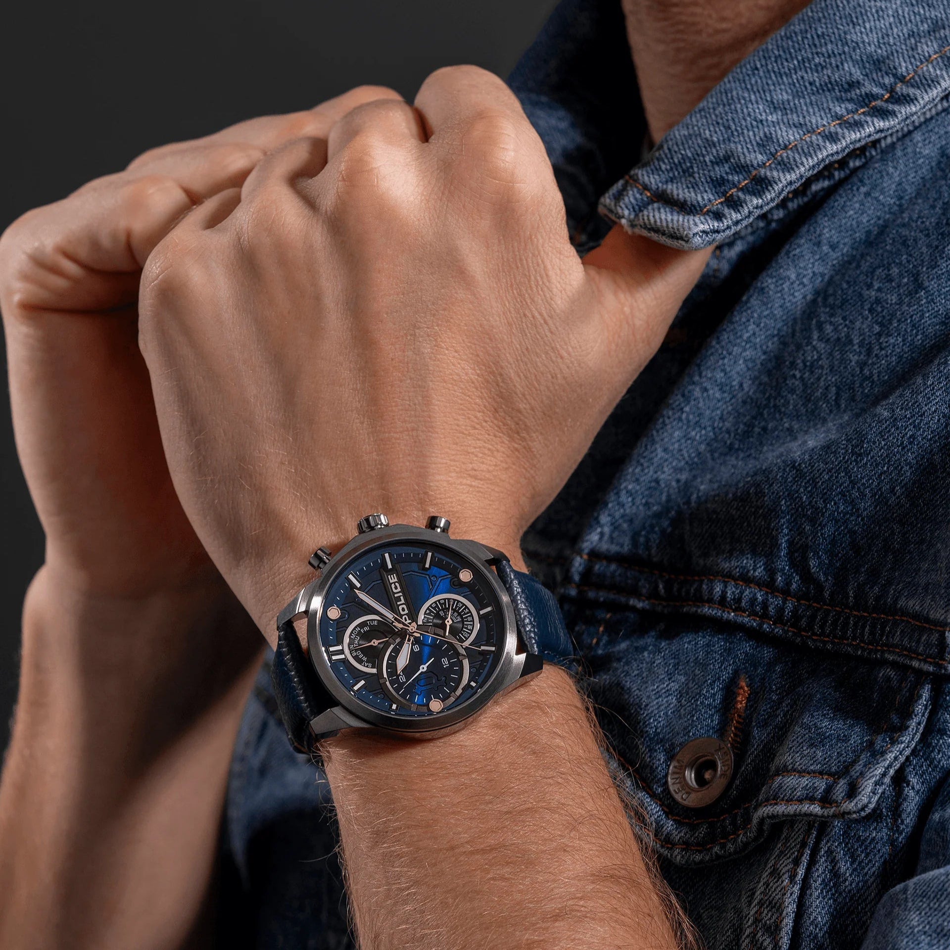 Police Reactor Blue & Grey Men's Watch | PEWGF0039202