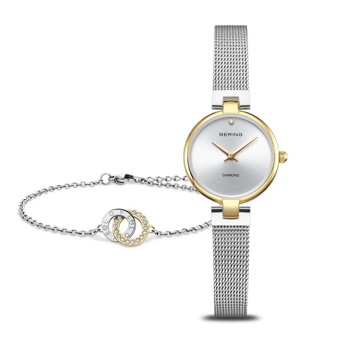 BERING Anniversary White Dial Rose Gold Mesh 24mm Women's Watch | 17724 - 010 | TIME Watches