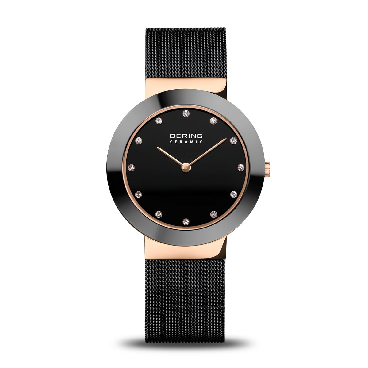 BERING Ceramic Black Dial Black Mesh 35mm Women's Watch | 11435 - 166 | TIME Watches