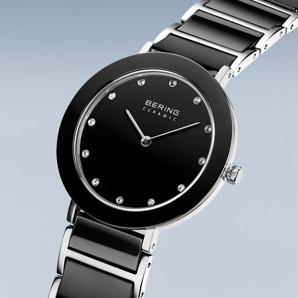 BERING Ceramic Black Dial Silver Stainless Steel Bracelet 35mm Women's Watch | 11435 - 749 | TIME Watches