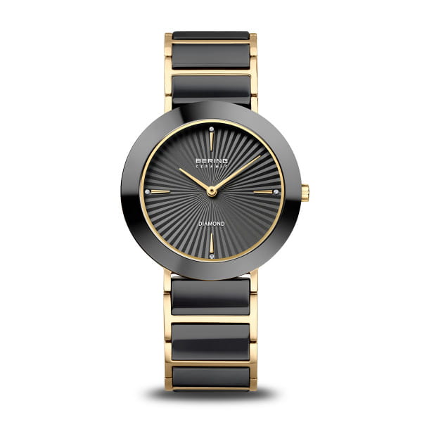 BERING Ceramic Gold Dial Polished Gold Stainless Steel Bracelet 35mm Women's Watch | 11435 - 732 | TIME Watches