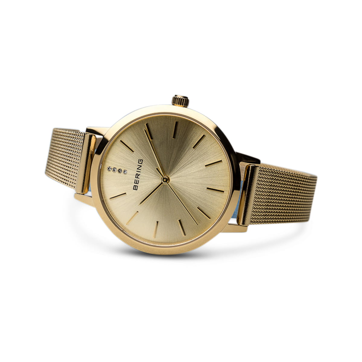 BERING Classic Champagne Dial Rose Gold Mesh 34mm Women's Watch | 13434 - 333 | TIME Watches