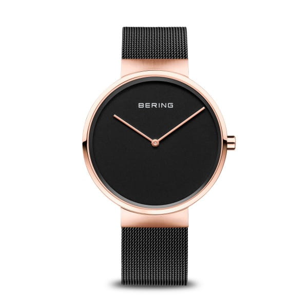 BERING Classic Gold Dial Polished/brushed Rose Gold Mesh 39mm Women's Watch | 14539 - 166 | TIME Watches