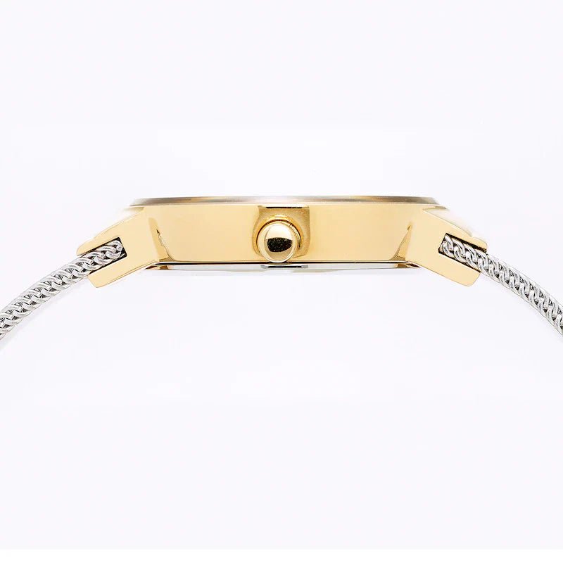 BERING Classic Silver Dial Polished Gold Mesh 26mm Women's Watch | 10126 - 001 | TIME Watches