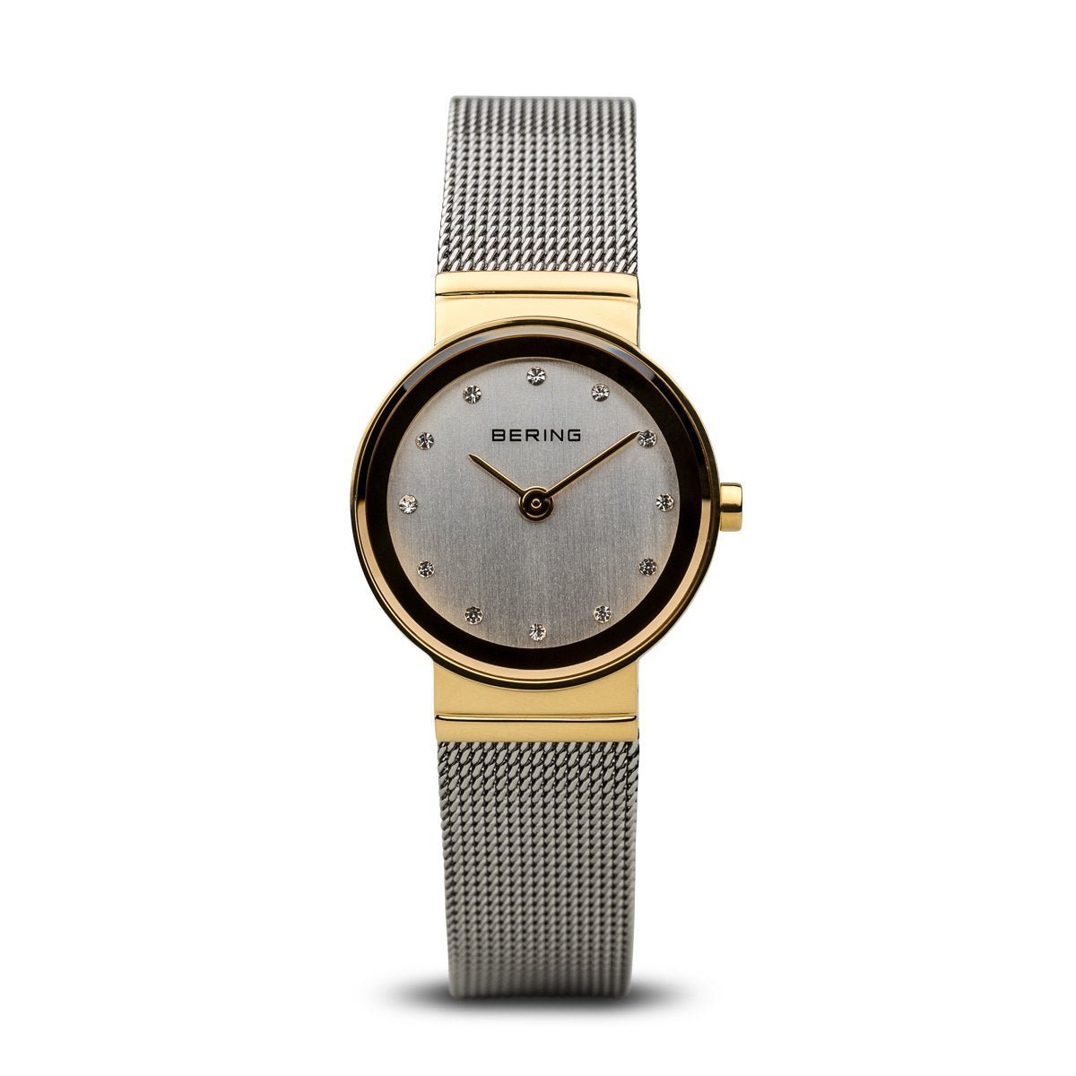 BERING Classic Silver Dial Polished Gold Mesh 26mm Women's Watch | 10126 - 001 | TIME Watches